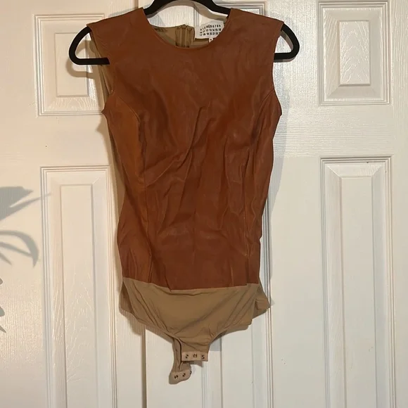 MM6 Maison Margiela Leather Bodysuit